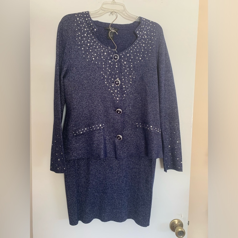 Midnight Velvet M Navy with Shimmer Skirt Set
